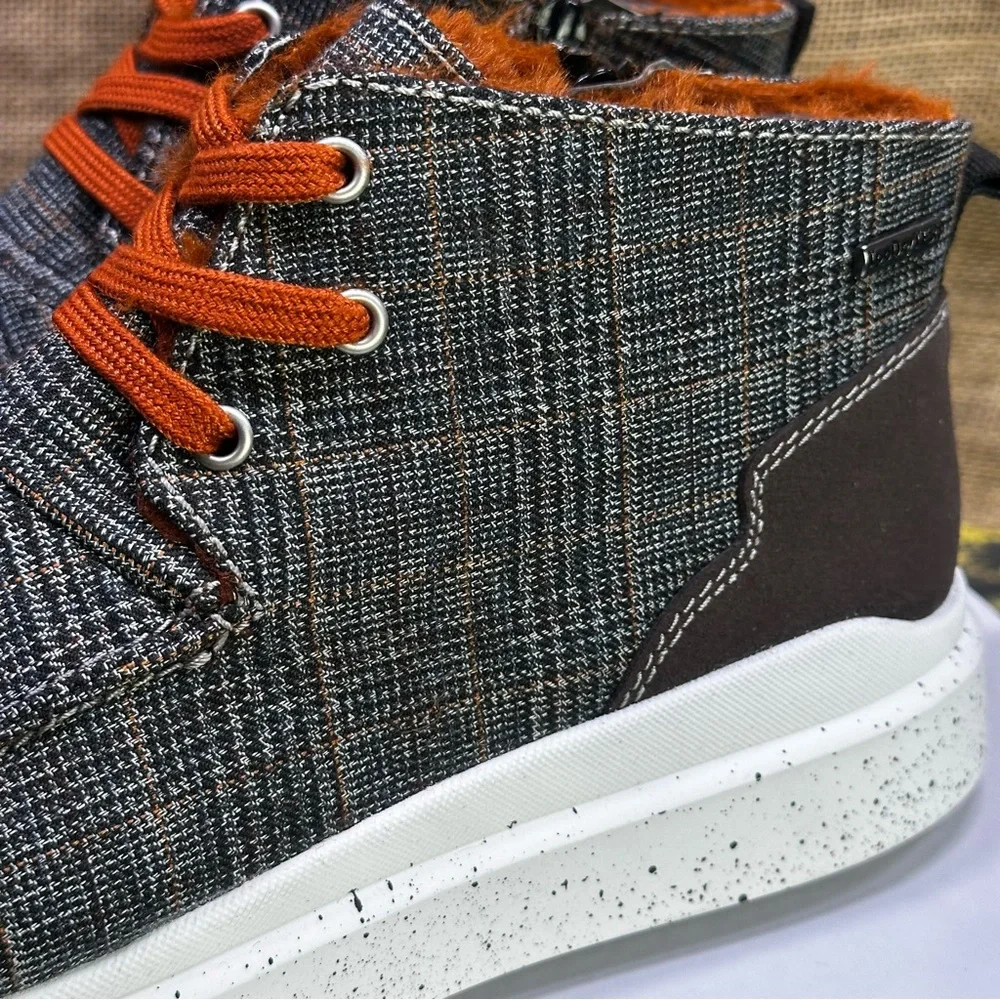 Romika Helsinki 02 brown & orange plaid high hi‎ top sneakers boots size 8